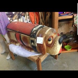 True 1940's amazing, unique hound dog toy chest